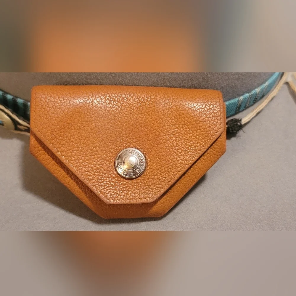 Authentic Hermes coin case le Van Cattle Leather Serie brown Sellier